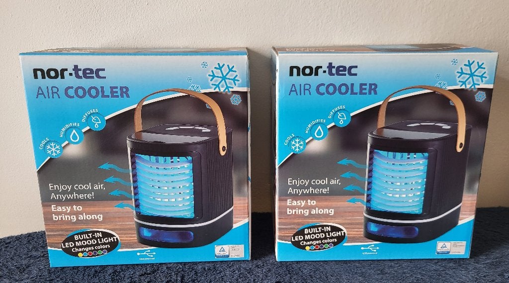 2 draagbare zwarte Nor-Tec air coolers NIEUW 5 Volt, Verzenden