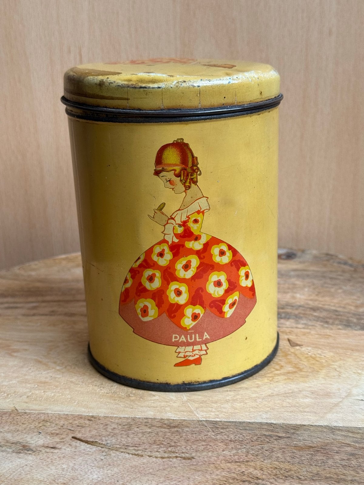 Vintage "Paula" beschuitblik / koekblik, Verzamelen, Ophalen of Verzenden, Gebruikt, Beschuit