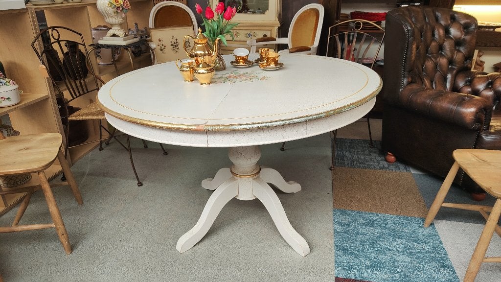 Unieke Vintage Florentijnse Uitschuifbare Eettafel, Ophalen, Gebruikt, 100 tot 150 cm, Rond