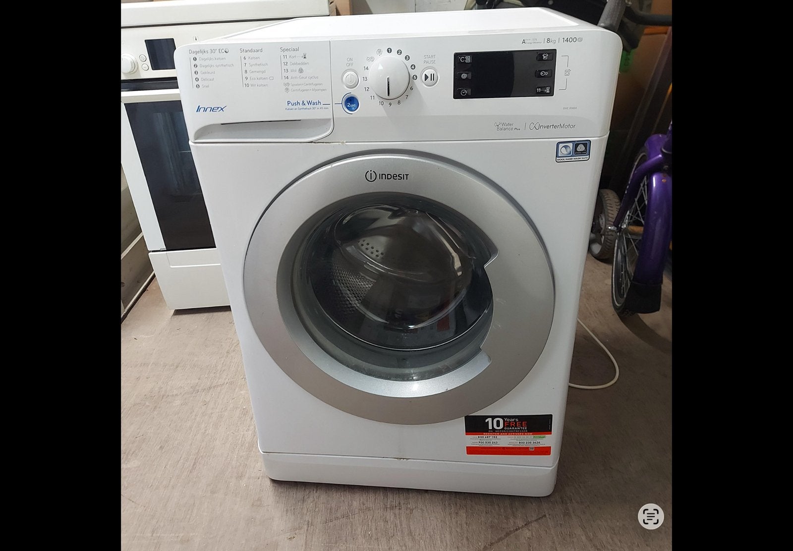 INDESIT WASMACHINE, Witgoed en Apparatuur, Wasmachines, Gebruikt, Voorlader, 8 tot 10 kg, 85 tot 90 cm, 1200 tot 1600 toeren, Ophalen