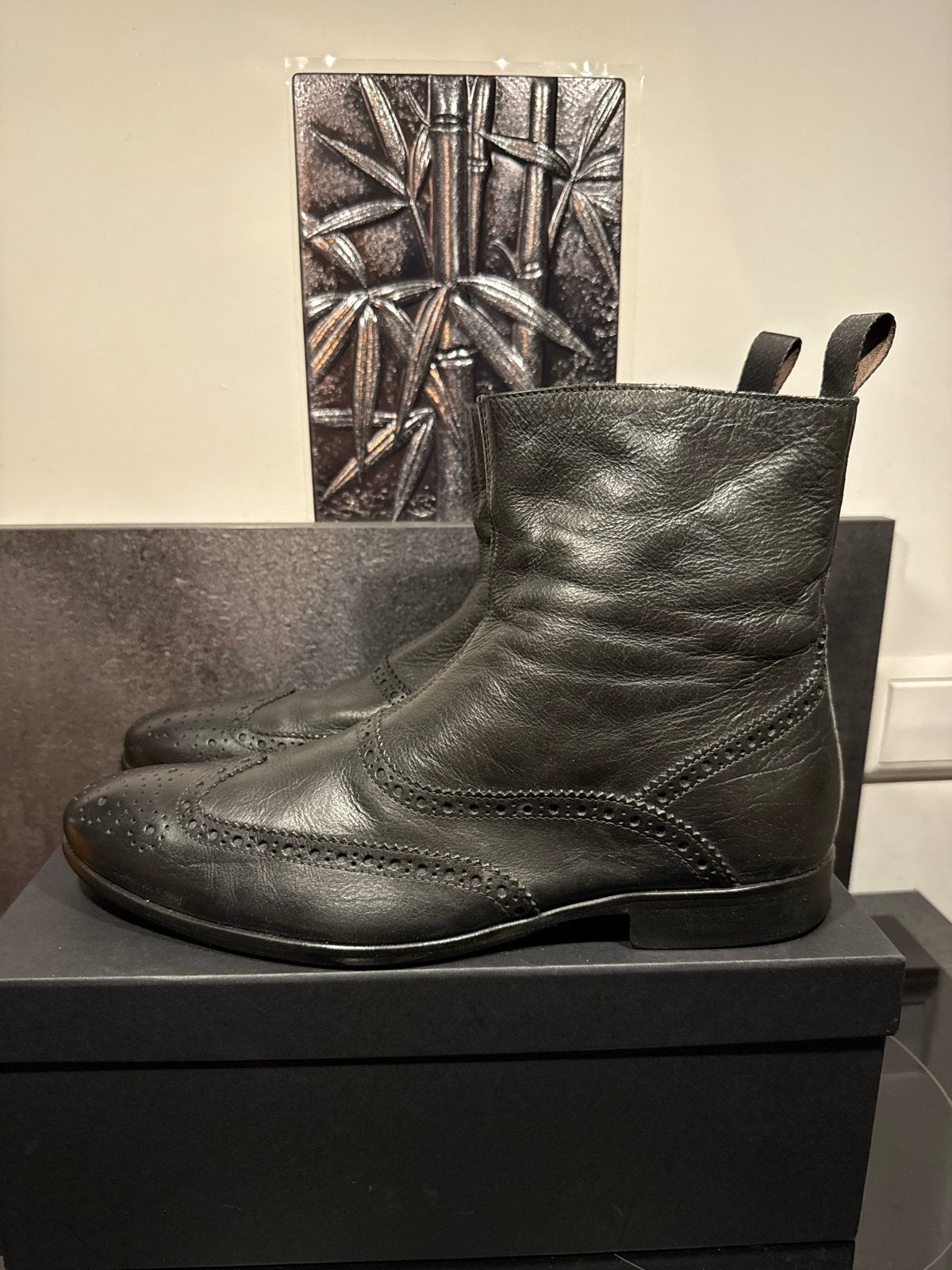 BOSS Hugo Boss Leren Brogues Boots Maat 42, Kleding | Heren, Zwart, Boots, Ophalen of Verzenden, Gedragen