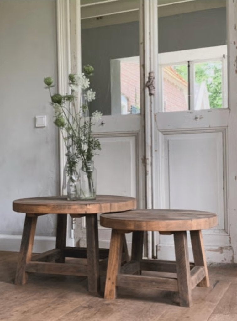 RONDE SALONTAFELS ~ oud,hout,landelijk~ Huisje Sfeer, Rond, Nieuw, Landelijk, 5 – 50