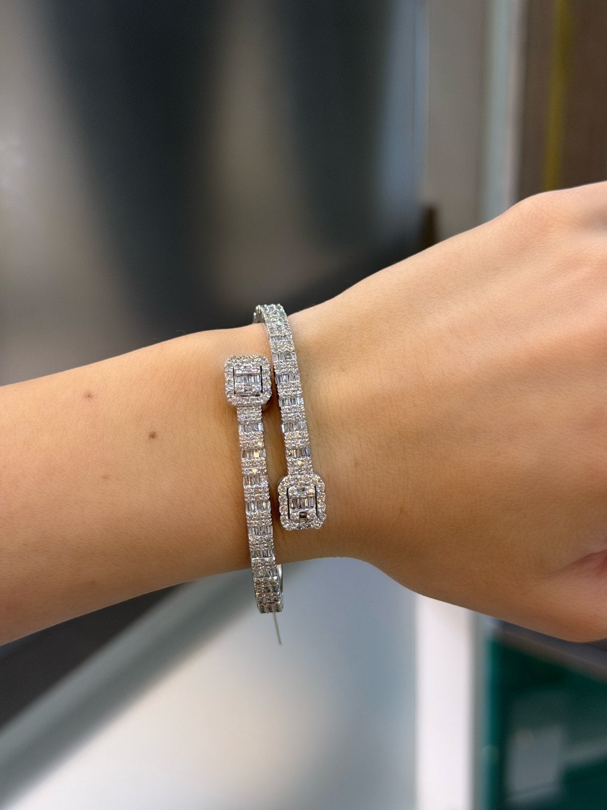 18KT Wit Goud - 7ct natuurlijke diamanten - Unisex Armband