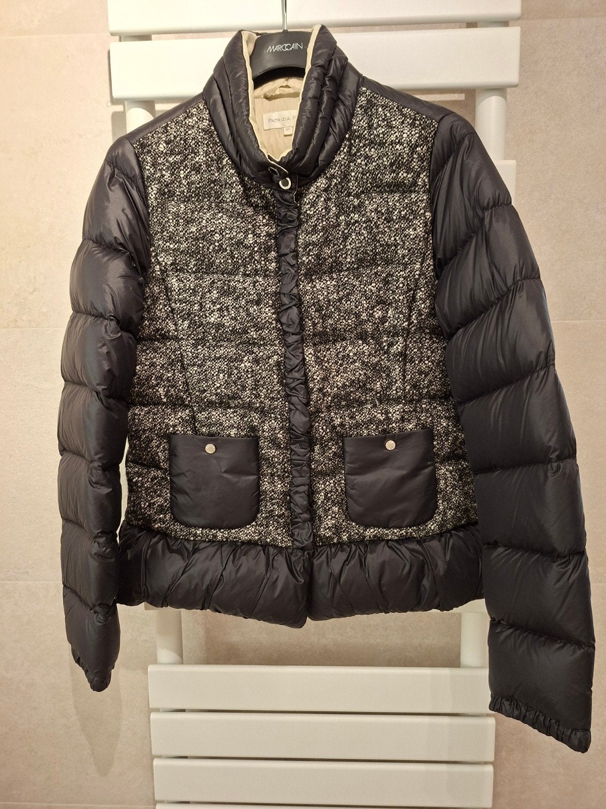 Patrizia Pepe donsjas met tweed-effect, donkerblauw maat 40, Maat 38/40 (M), Blauw, Ophalen of Verzenden, Zo goed als nieuw