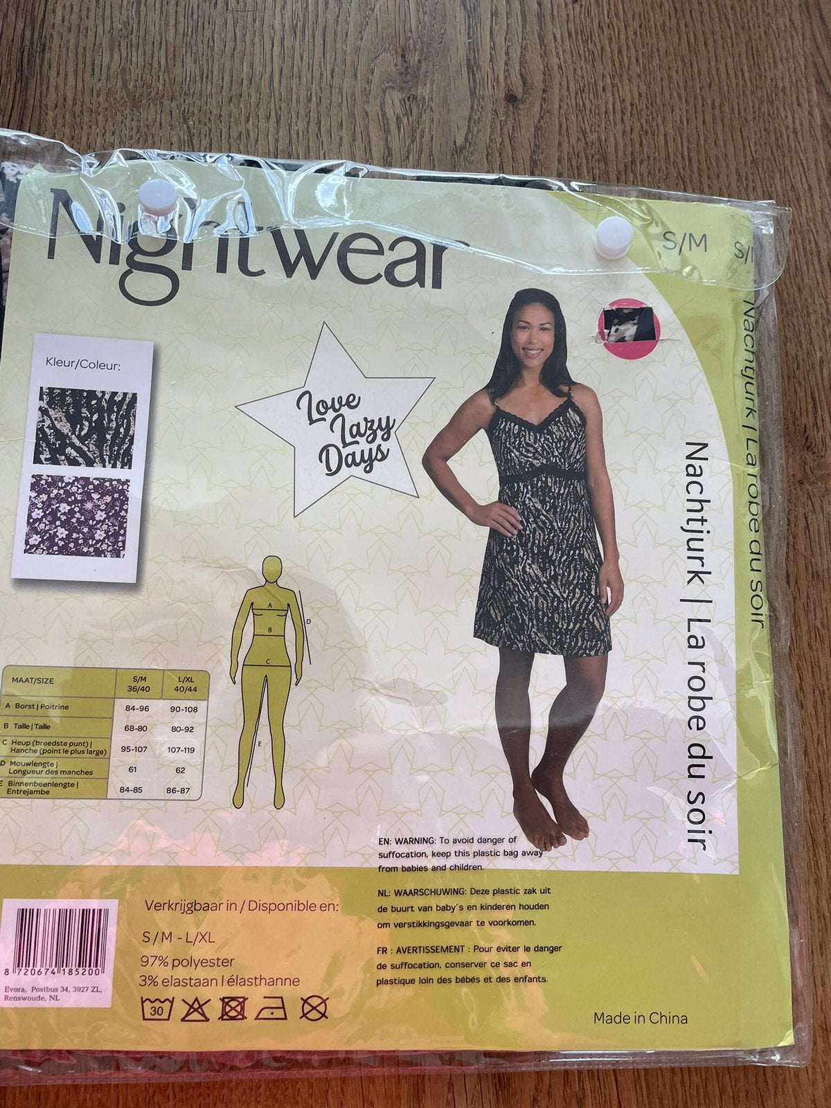 Nieuw in plastic: Zwart Animalprint Nachthemd/Jurk maat S/M, Ophalen of Verzenden, Zwart, Nachtkleding