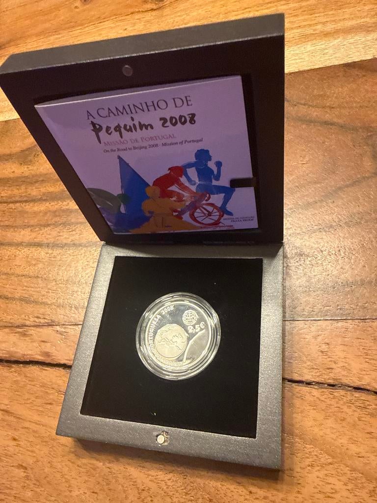 Portugese 2,5 euro munt Olympische Spelen Peking 2008 Proof, Ophalen of Verzenden, Portugal, Overige waardes, Losse munt