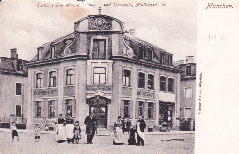 München -Gasthof zum Münchner Kindl. Schade bovenrand.24-09, Verzamelen, Ophalen of Verzenden, Voor 1920, Ongelopen, Duitsland