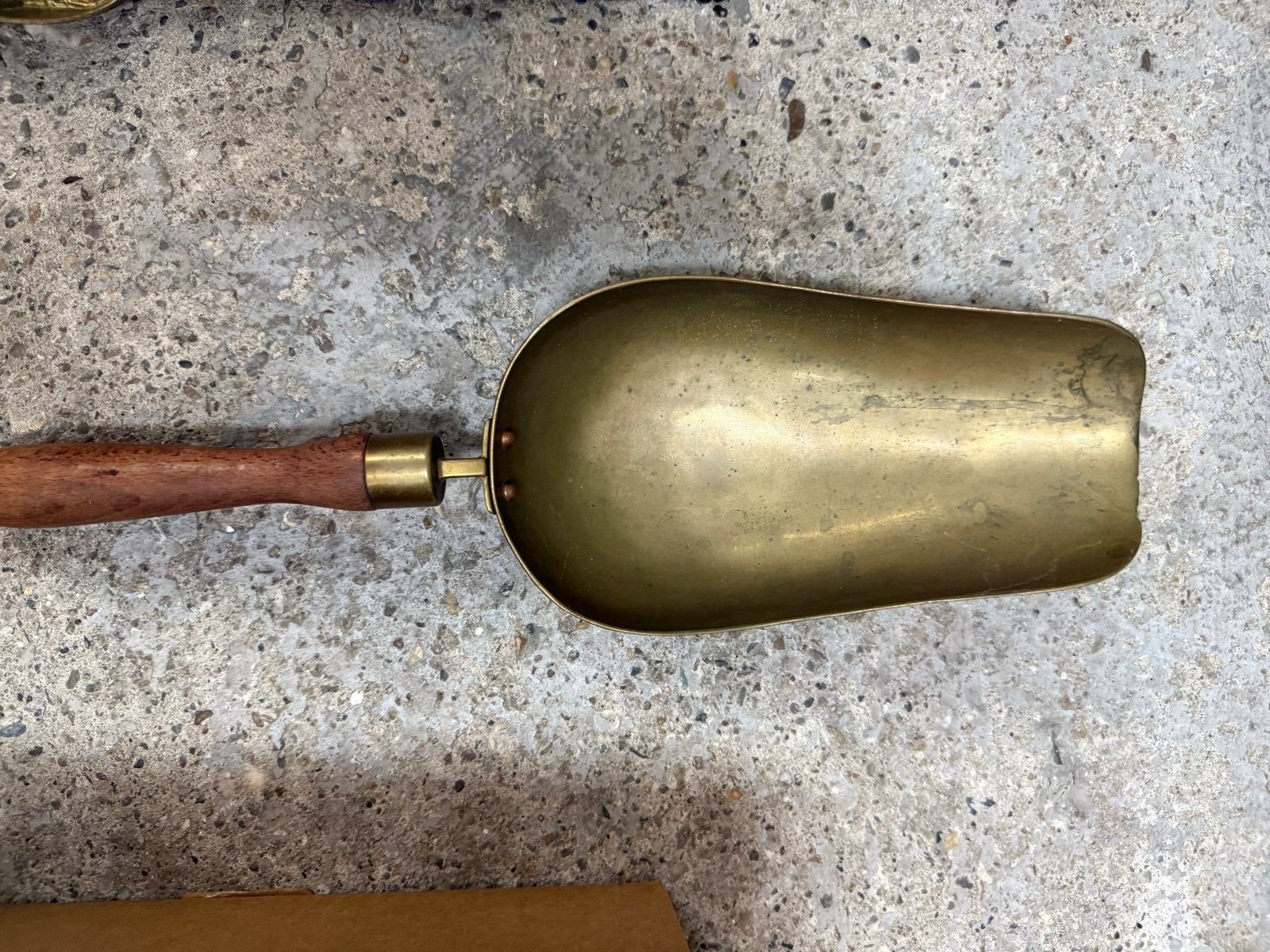 Vintage koperen schep met houten handvat, Ophalen of Verzenden