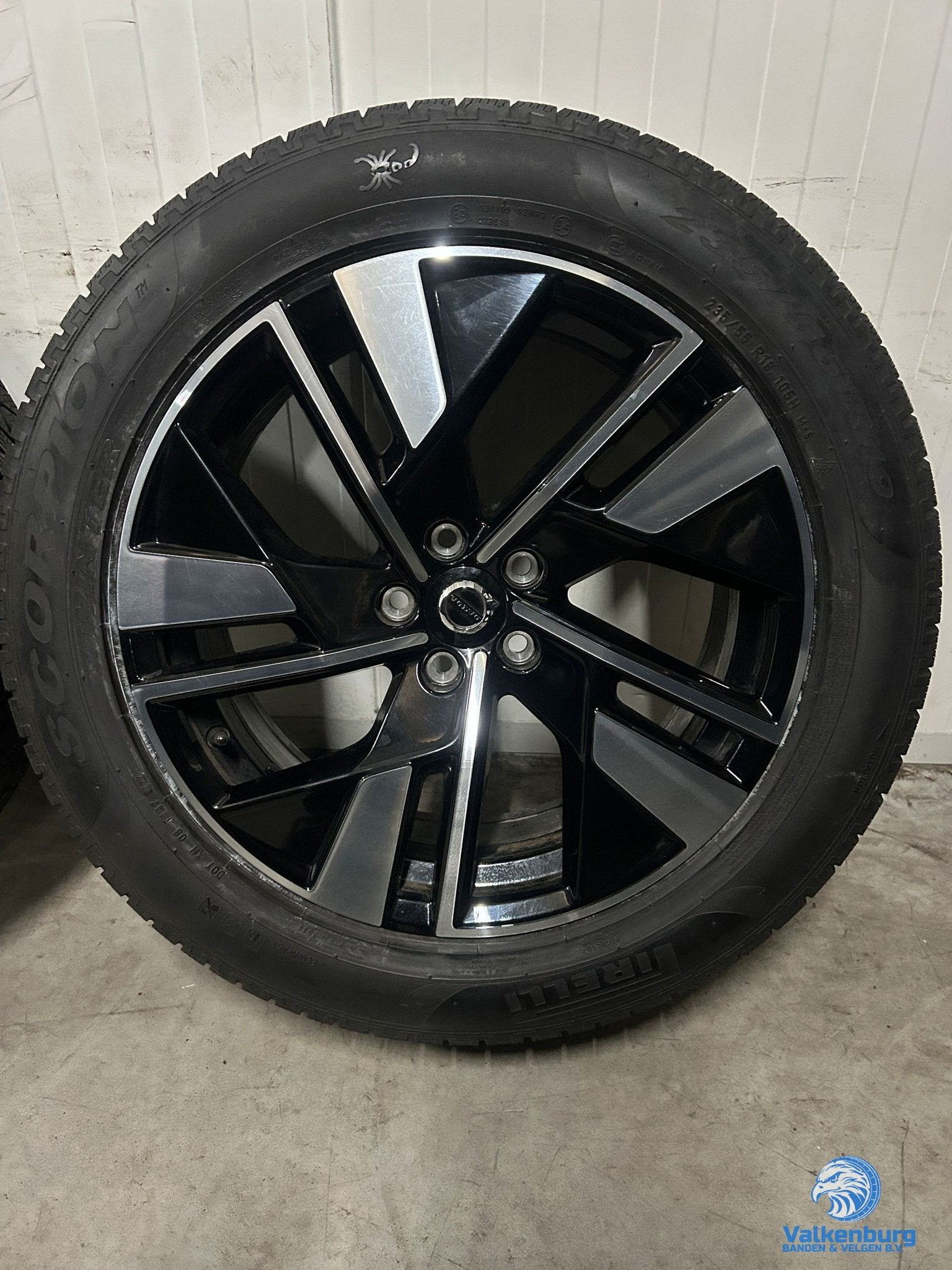 7-8mm! Originele Volvo XC90 XC60 5-Double Spoke Glossy Black, Auto-onderdelen, 19 inch, Gebruikt, -, -