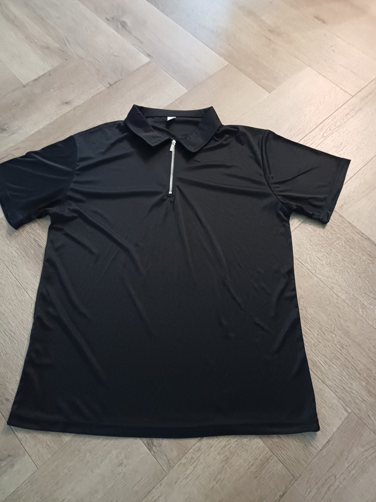 Zwart Polyester Polo Shirt Maat M, Ophalen of Verzenden, Nieuw, Maat 48/50 (M), Zwart