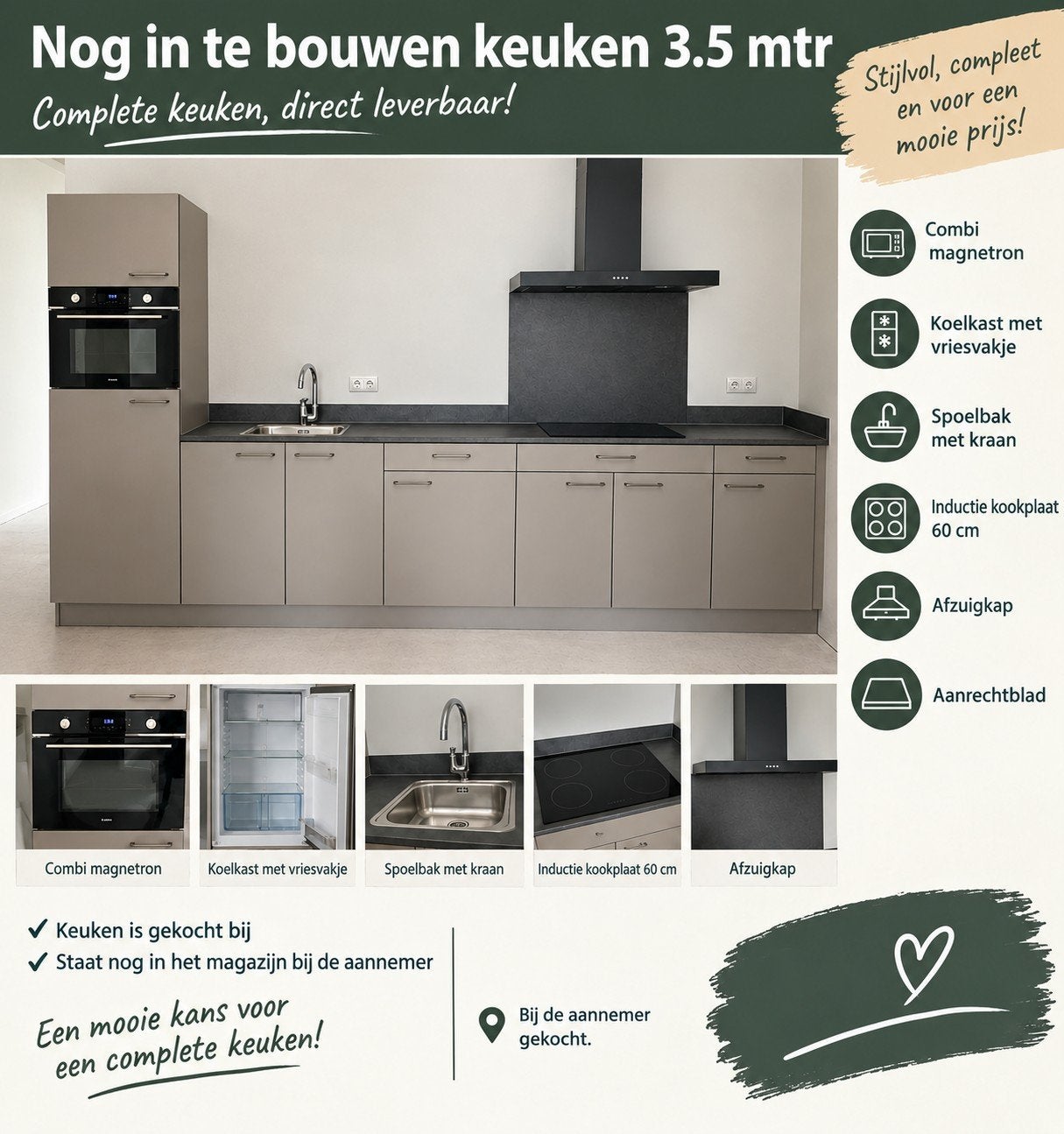 complete keuken, nieuw, nog in te bouwen, Ophalen