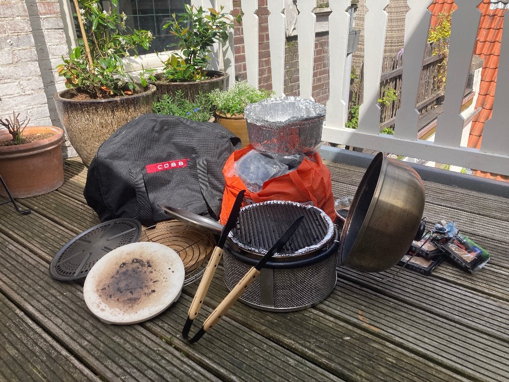Cobb BBQ MEGA Compleet – incl. extra platen en accessoires, Tuin en Terras, Houtskoolbarbecues, Ophalen of Verzenden, Gebruikt