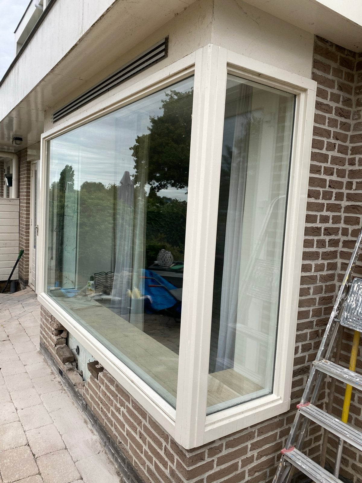 Hardhouten Merbau Erker Kozijn met Dubbel Glas, Gevelraam of Ruit, Gebruikt, Dubbelglas, 160 cm of meer