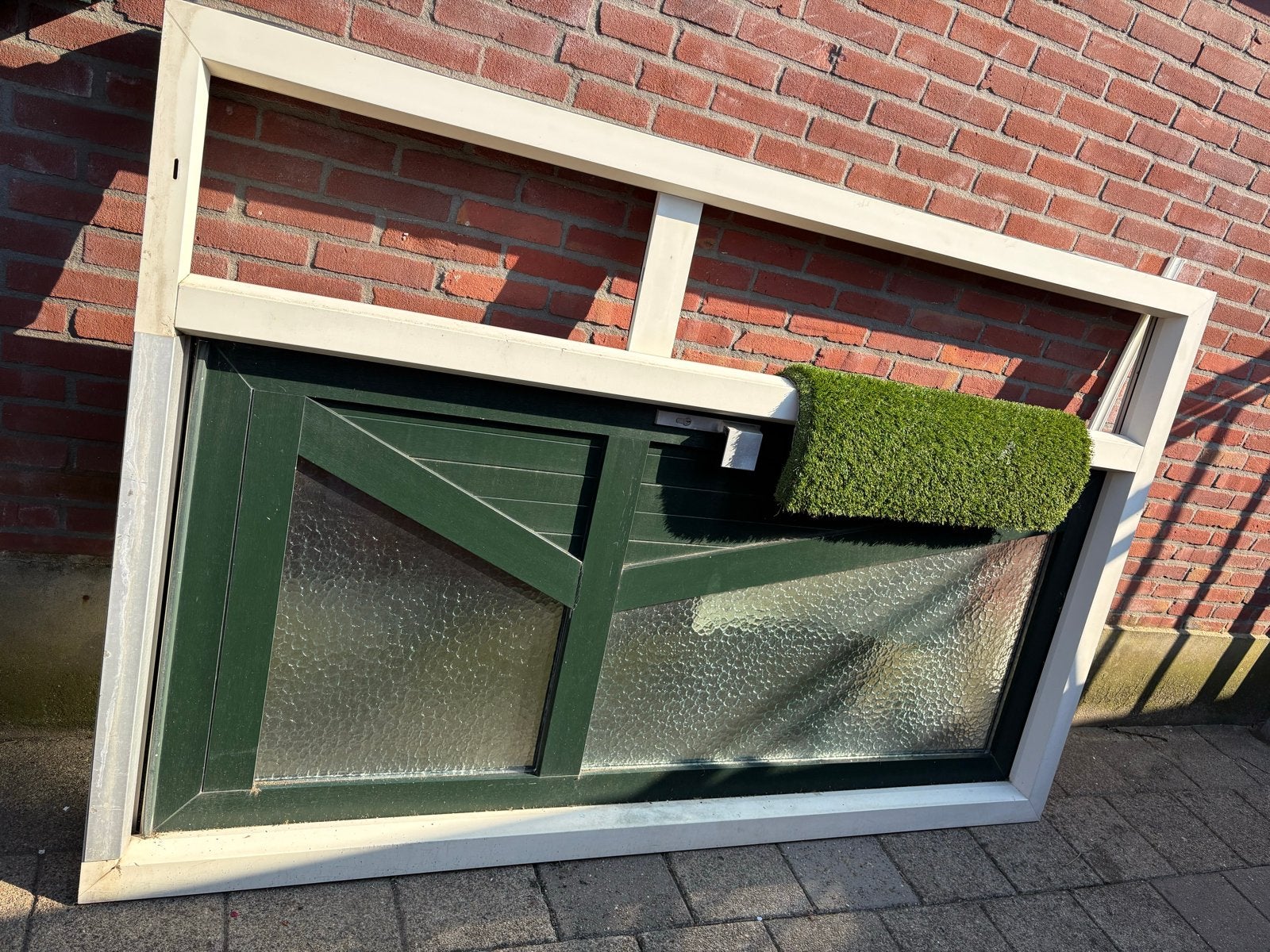 Buitendeur met kozijn, Doe-het-zelf en Verbouw, Kozijnen en Schuifpuien, Gebruikt, Deurkozijn, Inclusief glas, 225 cm of meer