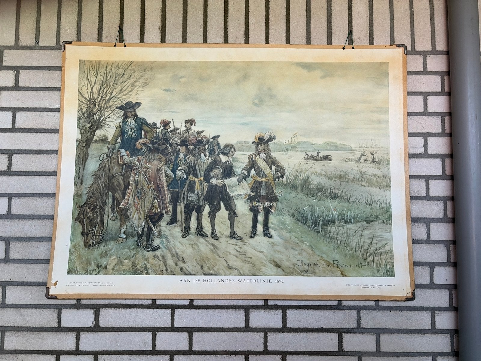 Schoolplaat: Aan de Hollandse Waterlinie 1672, Ophalen of Verzenden, Geschiedenis