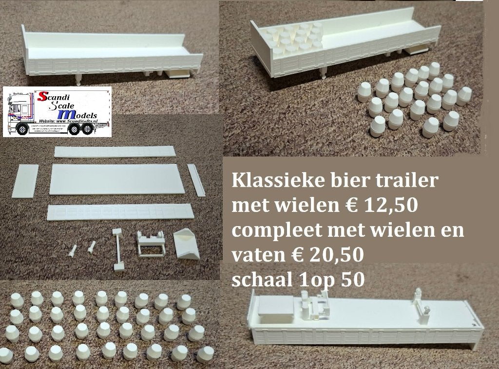 Klassieke bier trailer met vaten, Hobby en Vrije tijd, Modelauto's | 1:50, Ophalen of Verzenden, Nieuw, Bus of Vrachtwagen