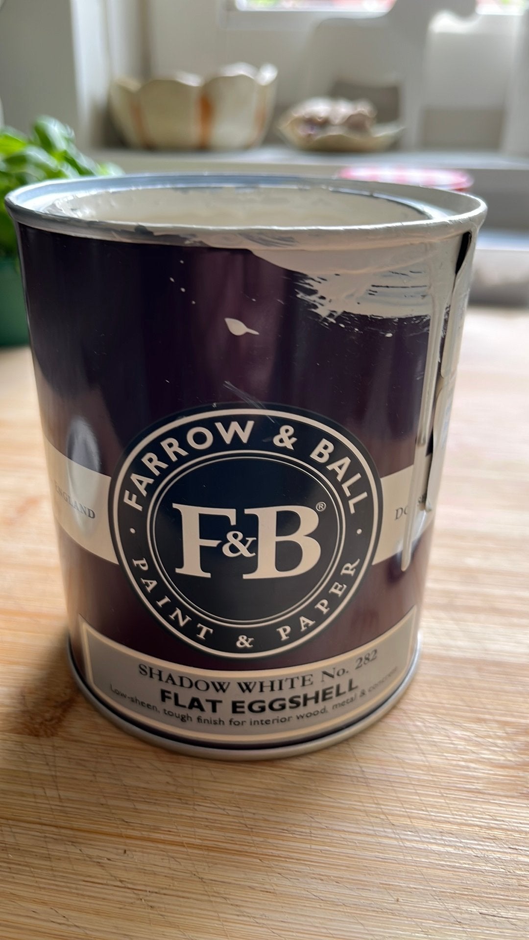 Farrow en Ball Shadow White No. 282 flat eggshell verf, Ophalen of Verzenden, Wit