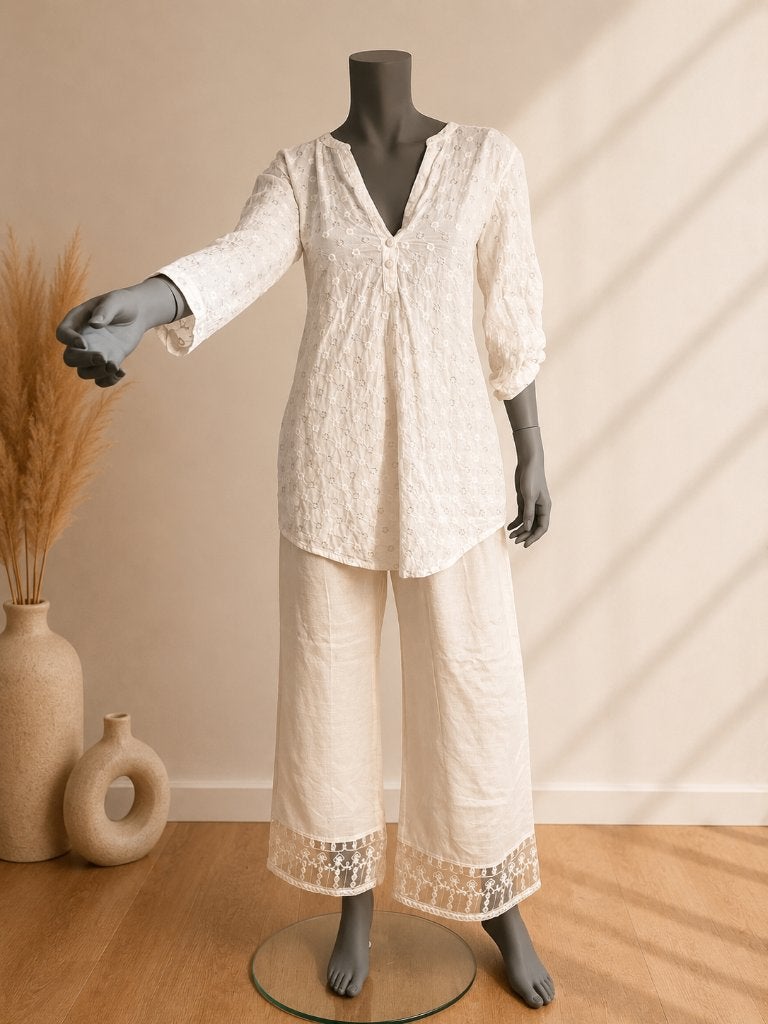 zomerse off white broek (bruidsbroek), Wit, Ophalen of Verzenden, Zo goed als nieuw, Maat 36 (S)