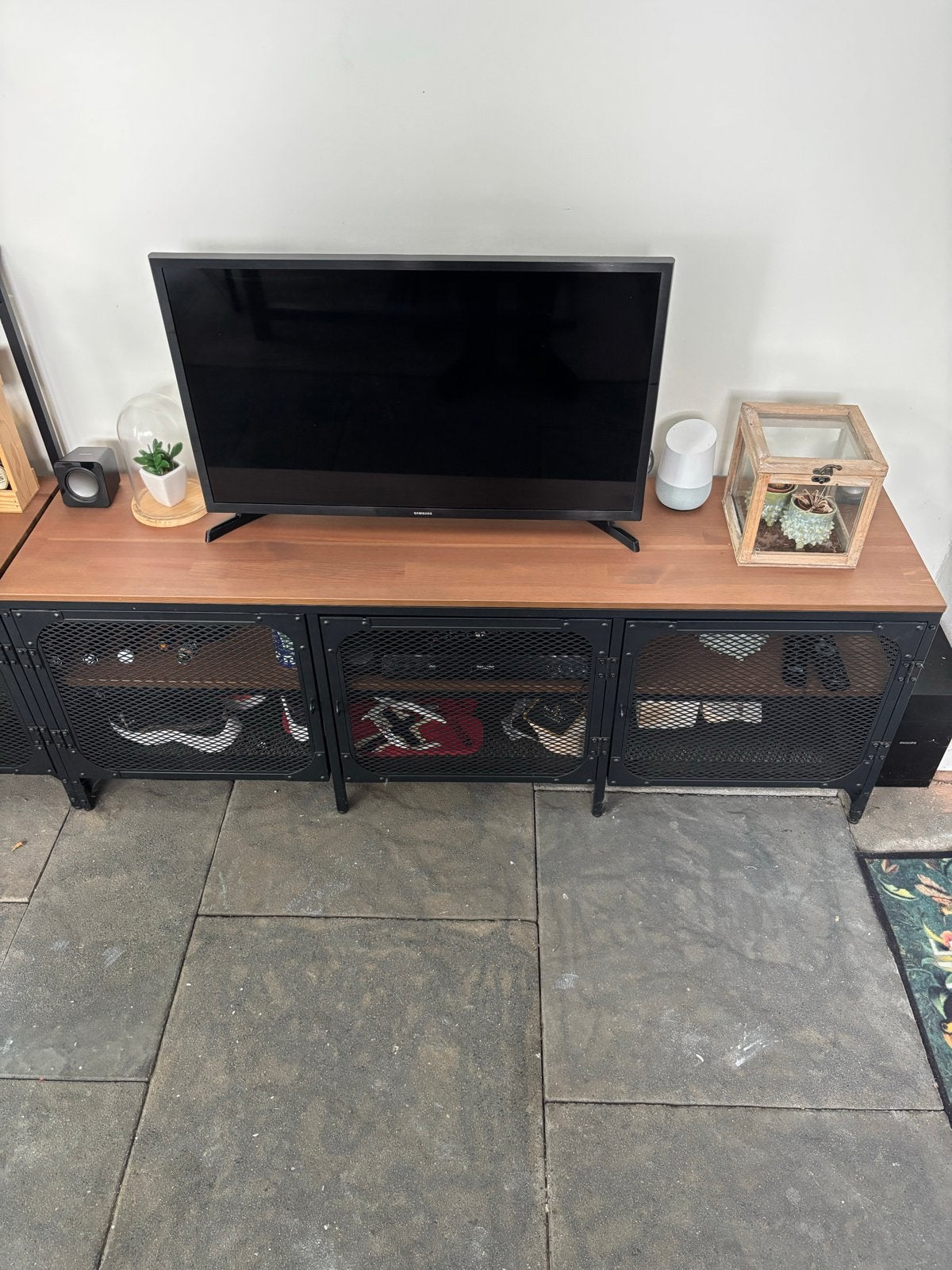 Moderne tv-kast met industriële look, Ophalen, Gebruikt, 100 tot 150 cm, Minder dan 100 cm