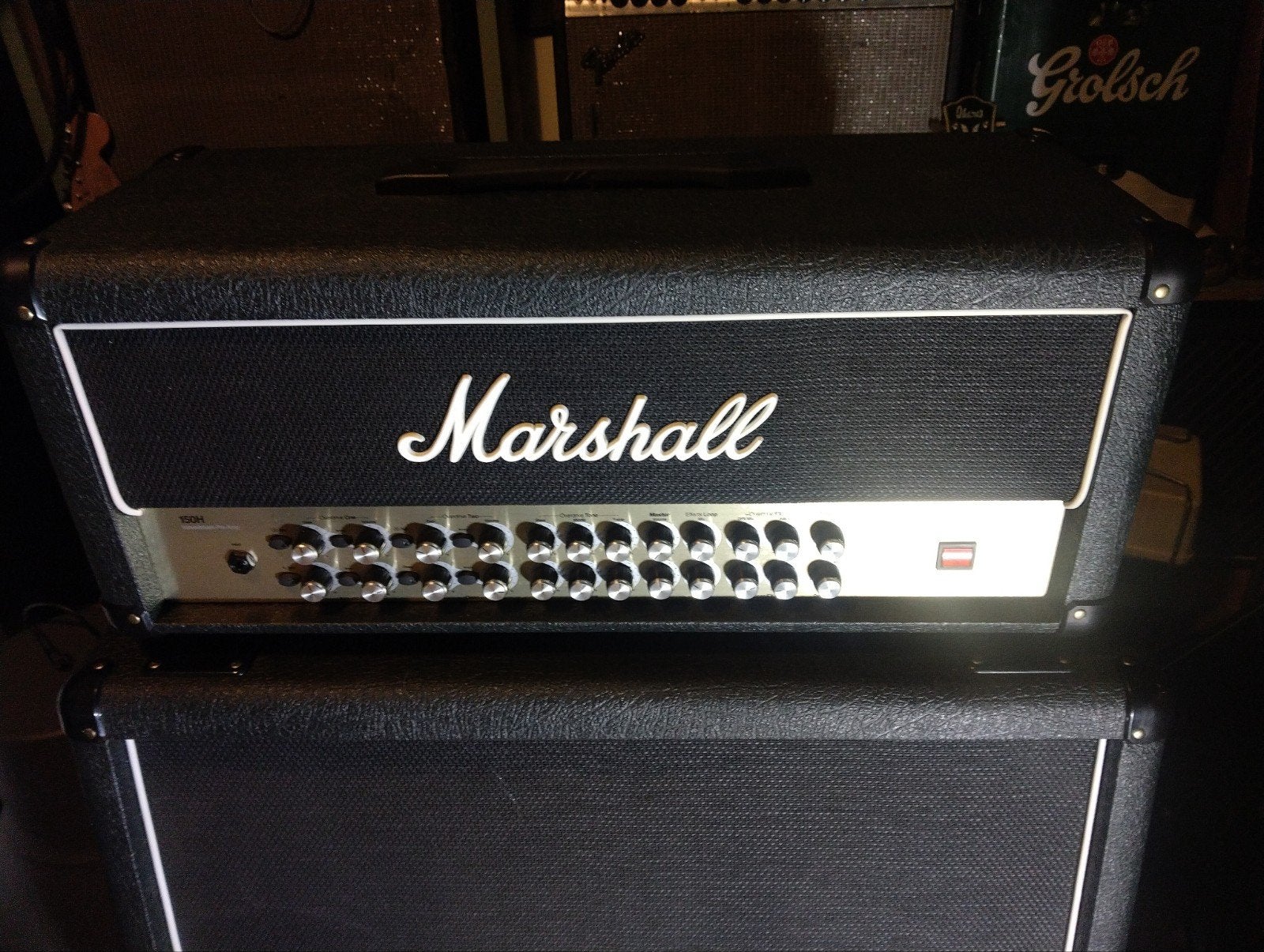 marshall AVT 150H gitaarversterker met footswitch 1960A Lead, Ophalen, Gebruikt, Minder dan 50 watt