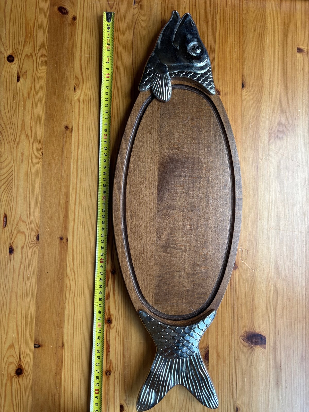 Z.g.a.n. zalmplank / serveerplank van ruim 60 cm, Hout, Snij-/serveerplank, Ophalen of Verzenden, Zo goed als nieuw