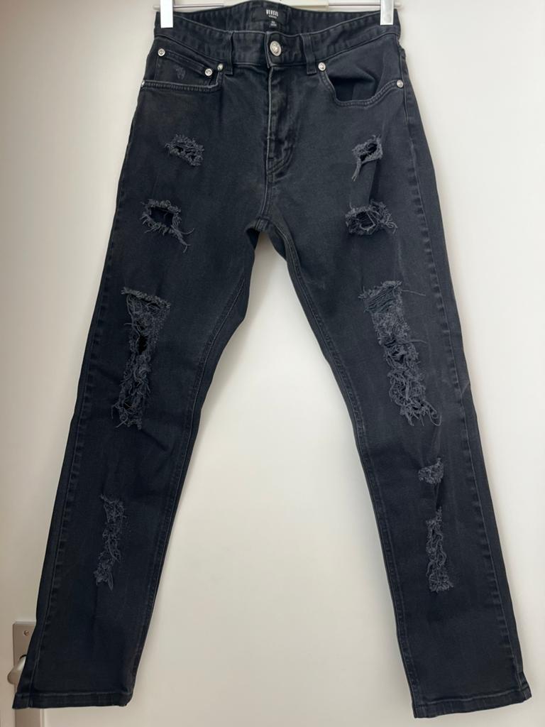 Versace Zwarte Distressed Jeans W32, Ophalen of Verzenden, Gedragen, Zwart, W32 (confectie 46) of kleiner