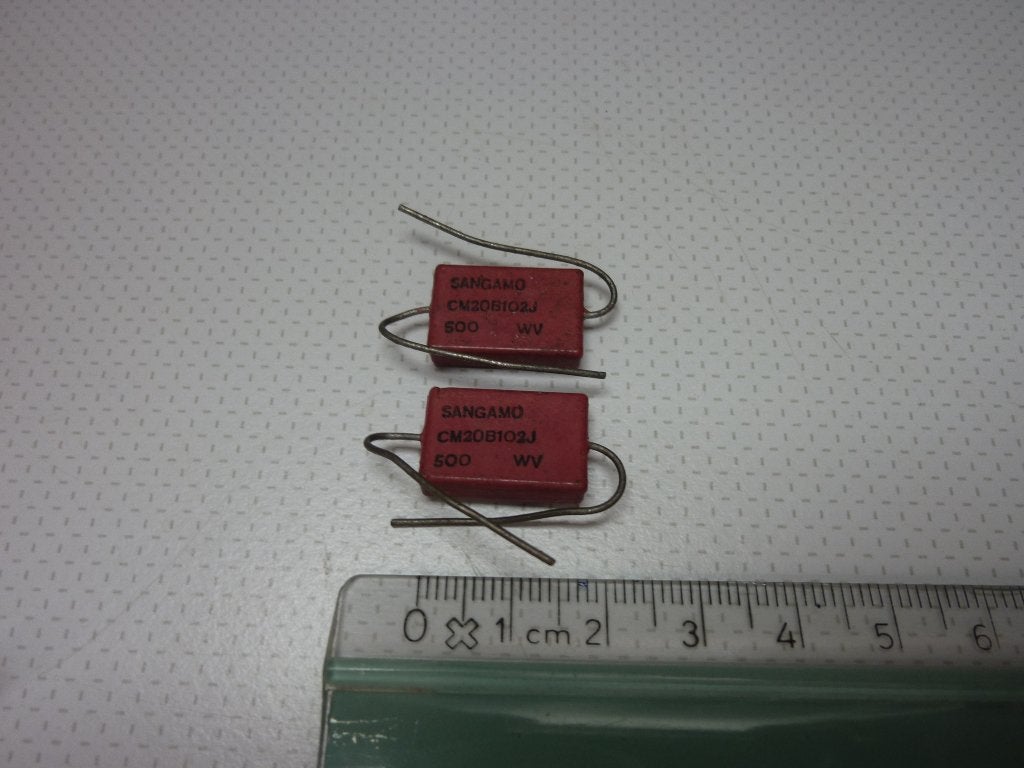 2 st. Zilvermica condensator Sangamo 1000 pF 500V 5%, Ophalen of Verzenden, Nieuw