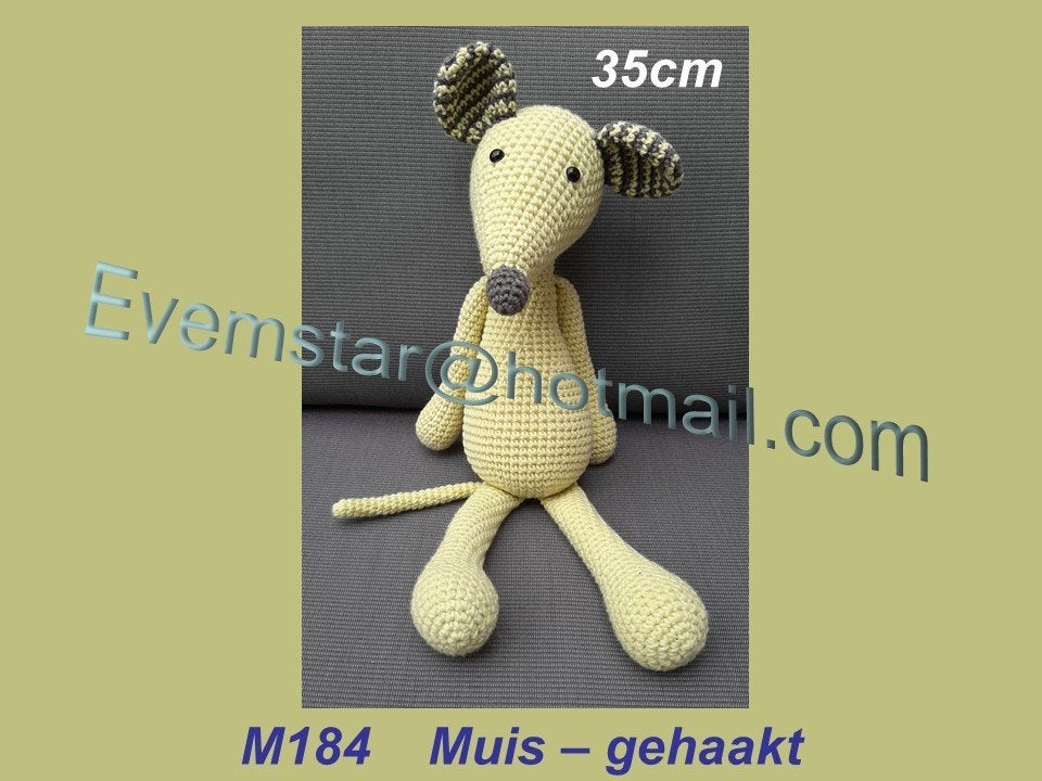 M184 muis muisje ( gehaakt ) 35cm, Ophalen, Zo goed als nieuw, Muis