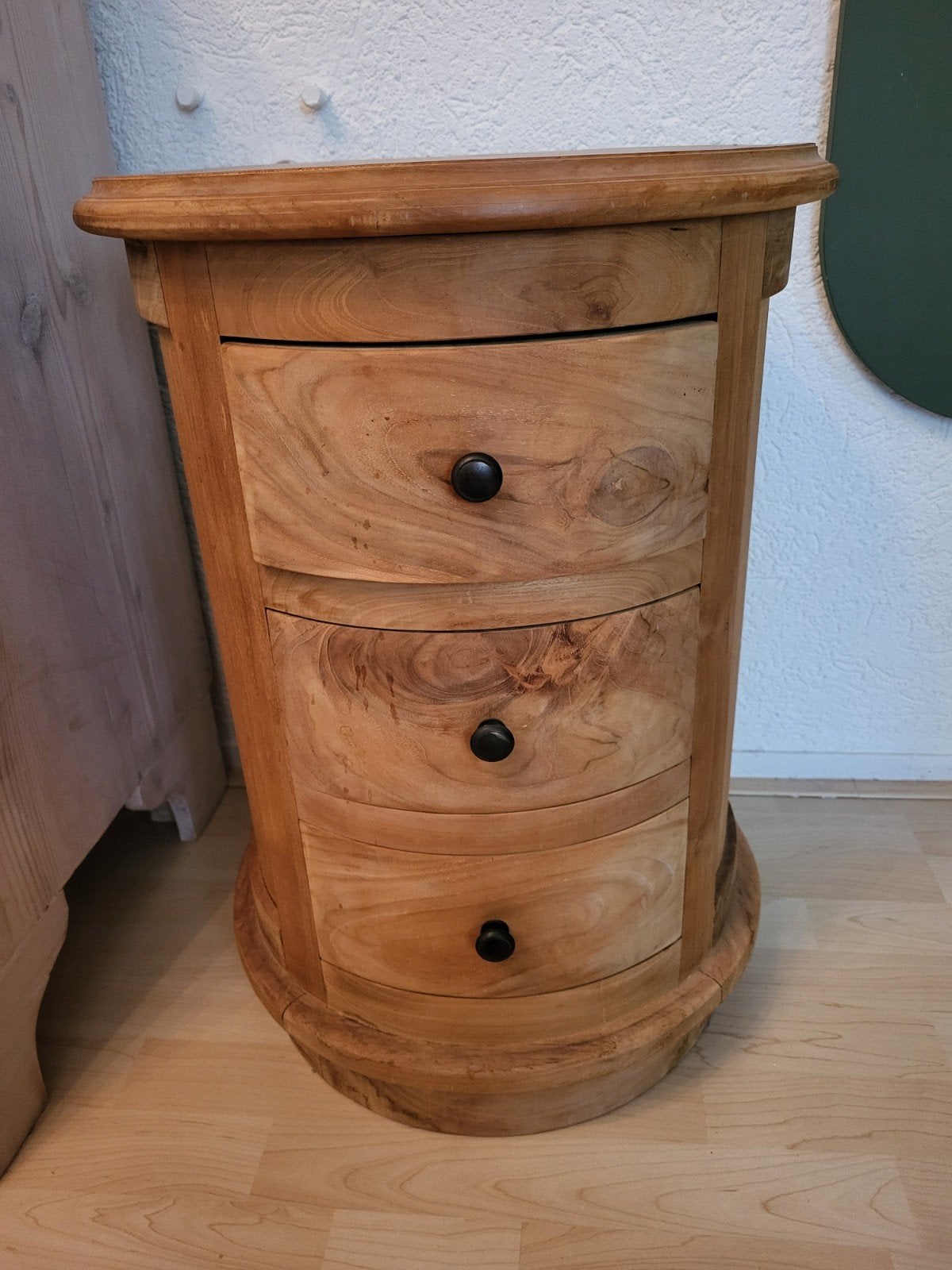 Twee ronde houten kastjes met lades, 44x64 cm, Ophalen, Gebruikt, Minder dan 45 cm, 55 tot 70 cm