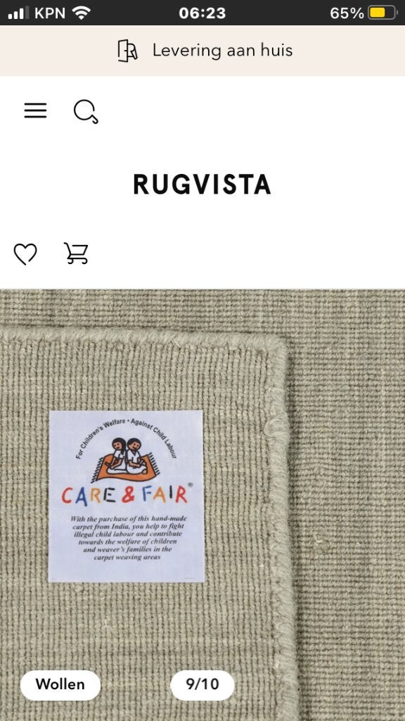 Rugvista wollen lichtgrijs/beige vloerkleed, Huis en Inrichting, Ophalen, 100 tot 150 cm, Beige, Neutraal