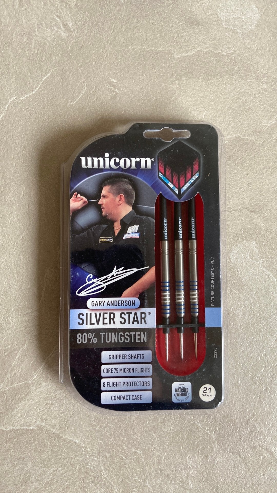 Unicorn Silver Star Gary Anderson 21 gram, Ophalen of Verzenden, Zo goed als nieuw, Pijlen