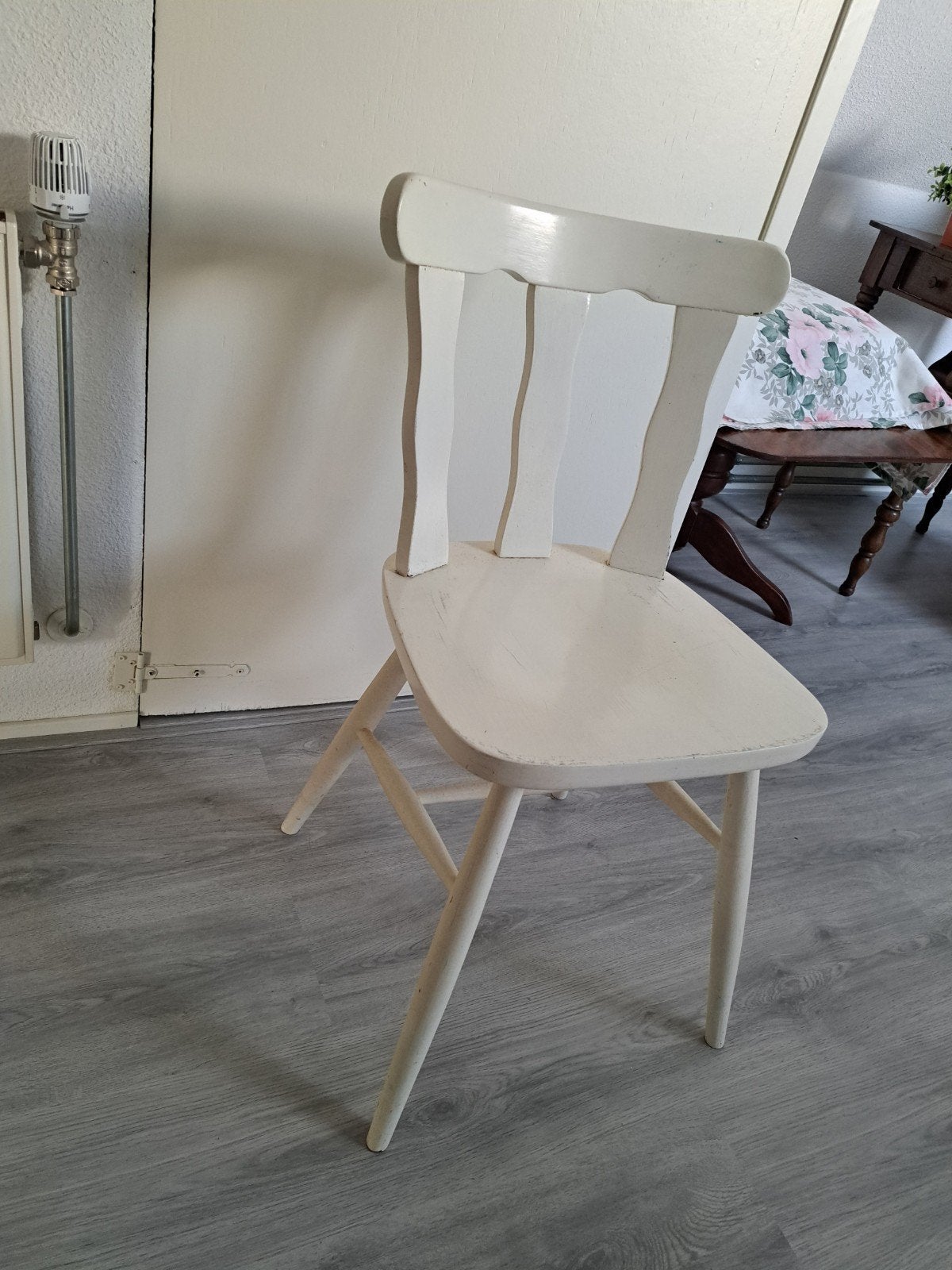 Witte houten brocante landelijke stoel, Ophalen, Gebruikt, Eén, Hout