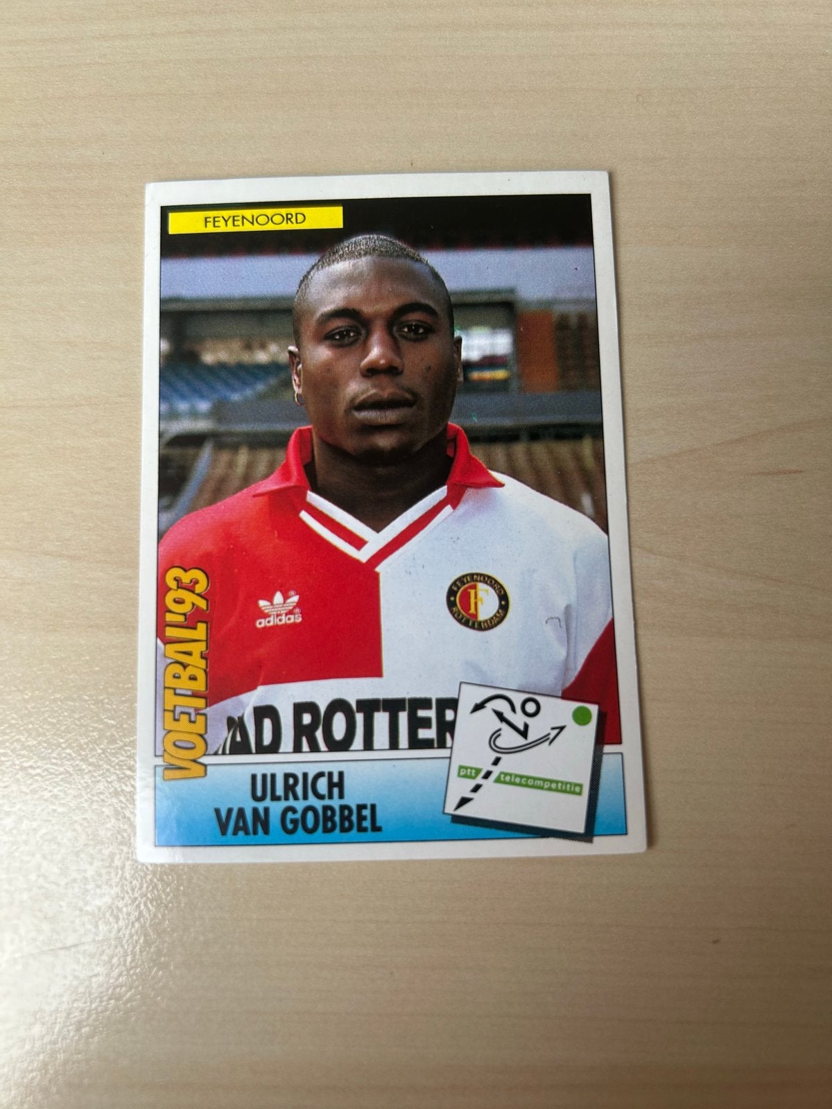 Voetbal '93 Panini Plaatje Ulrich van Gobbel Feyenoord, Ophalen of Verzenden, Zo goed als nieuw, Sticker