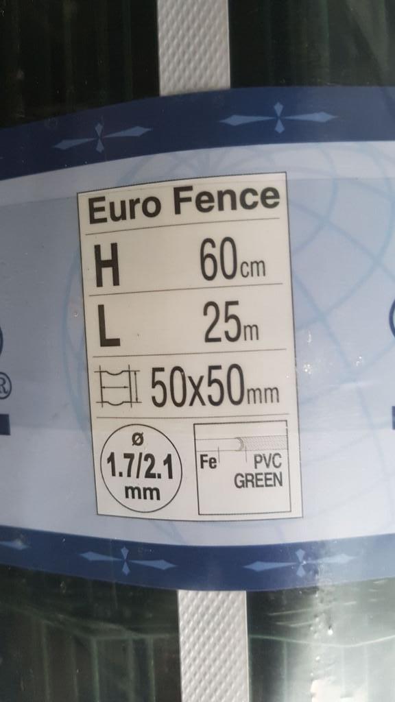 Gaas Eurofence 60 cm hoog maas 5x5 groen tuingaas, Tuin en Terras, Gaas en Draad, Ophalen, Nieuw, 20 meter of meer, Gaas