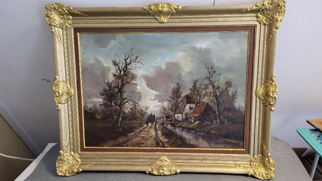 Schilderij  B.van Rooy, Antiek en Kunst, Kunst | Schilderijen | Klassiek, Ophalen of Verzenden