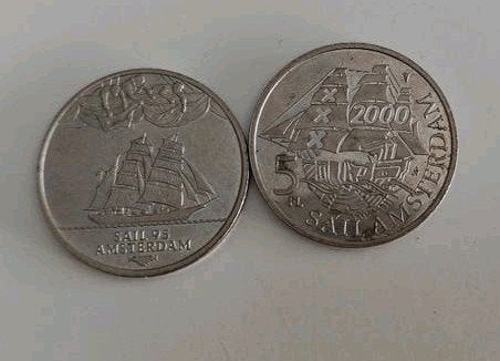 Gulden SAIL Amsterdam 1995 & 2000 Munten Schepen, Ophalen of Verzenden, Overige materialen, Nederland