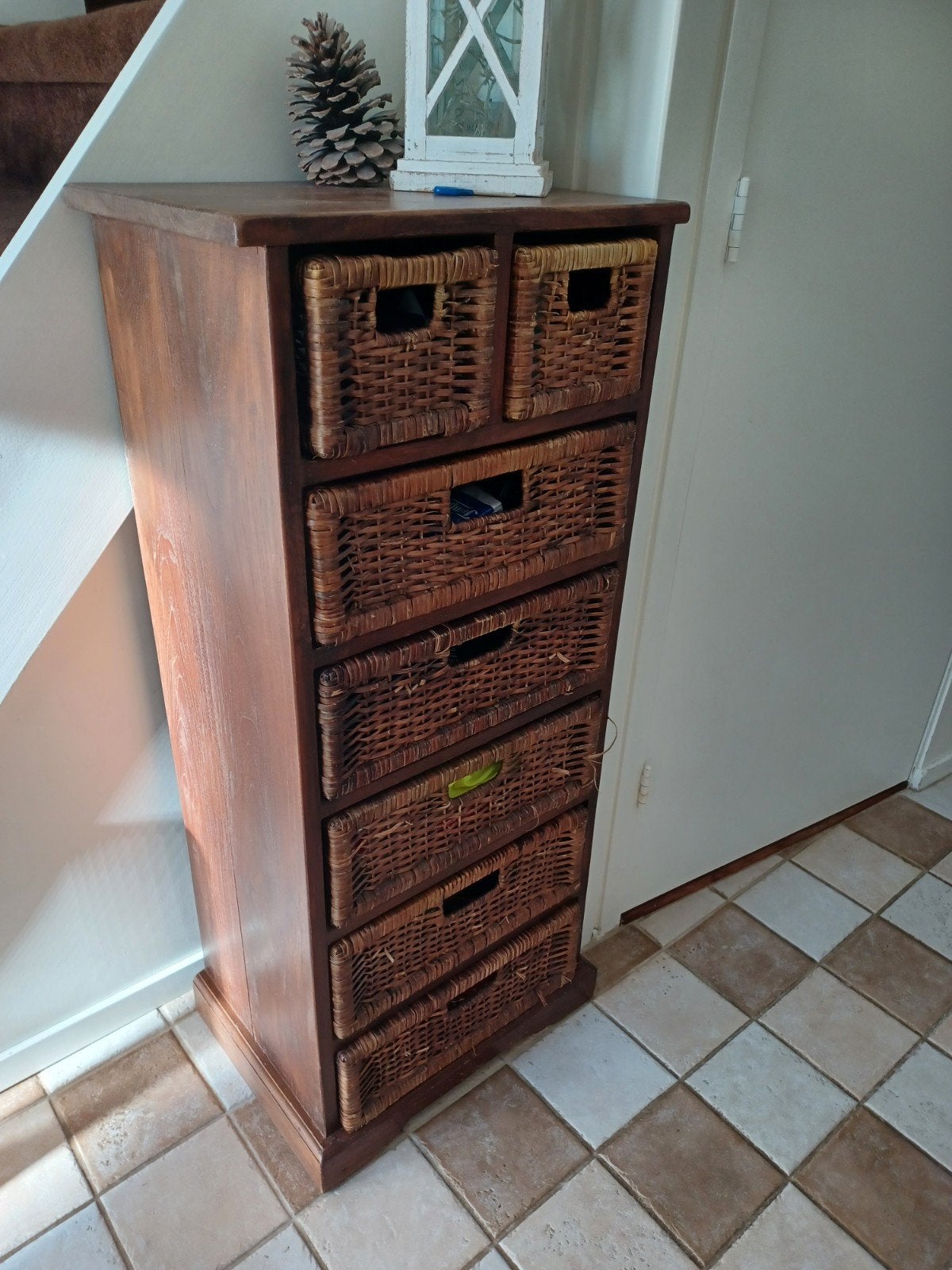 Halkast met rieten lades, Ophalen, Minder dan 50 cm, Gebruikt, Overige materialen