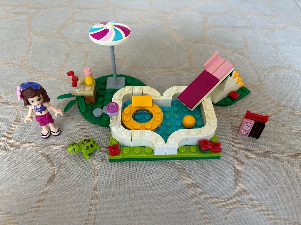 Lego Friends - 41090 - Olivia's zwembad - met boekje, Lego, Ophalen of Verzenden, Zo goed als nieuw, Complete set