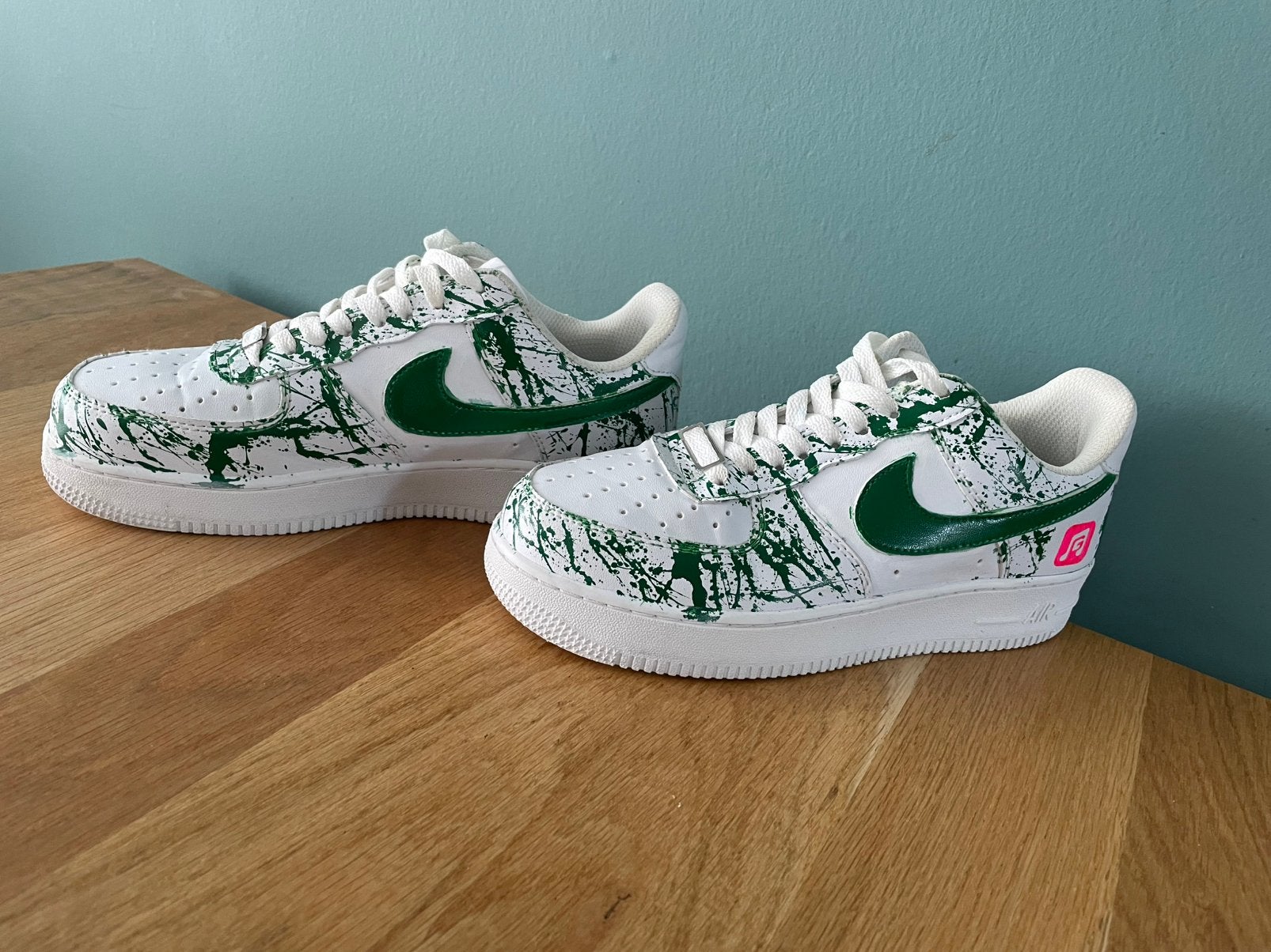 Nike Air Force 1 Custom | Green Splatter | Maat 40, Ophalen of Verzenden, Zo goed als nieuw, Overige kleuren