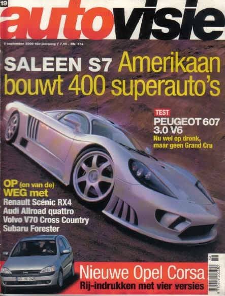 Autovisie 19 2000 : Volvo V70 XC - Audi Allroad Quattro 2.7, Ophalen of Verzenden, Gelezen, Algemeen