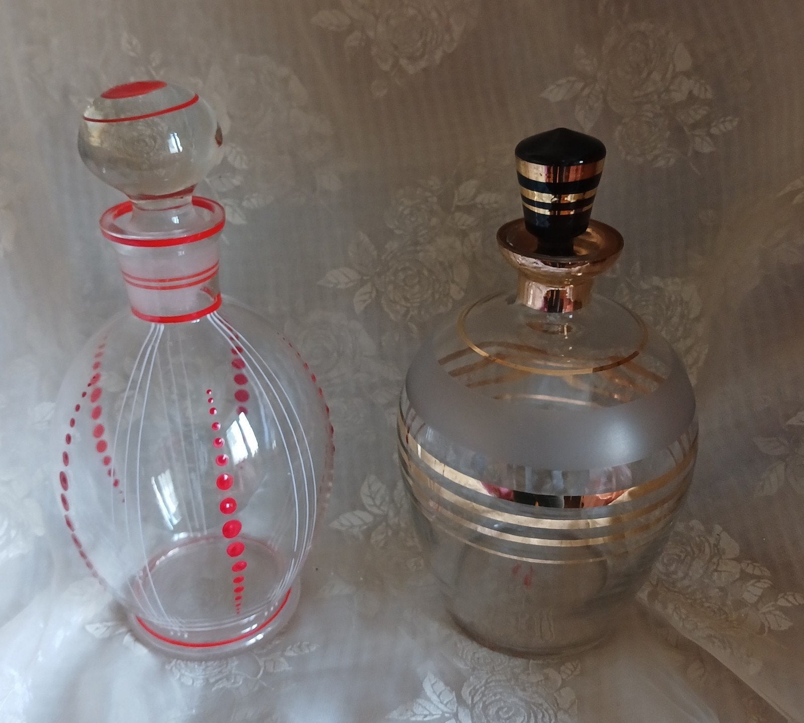 Set van 2 vintage glazen karaffen, Ophalen of Verzenden