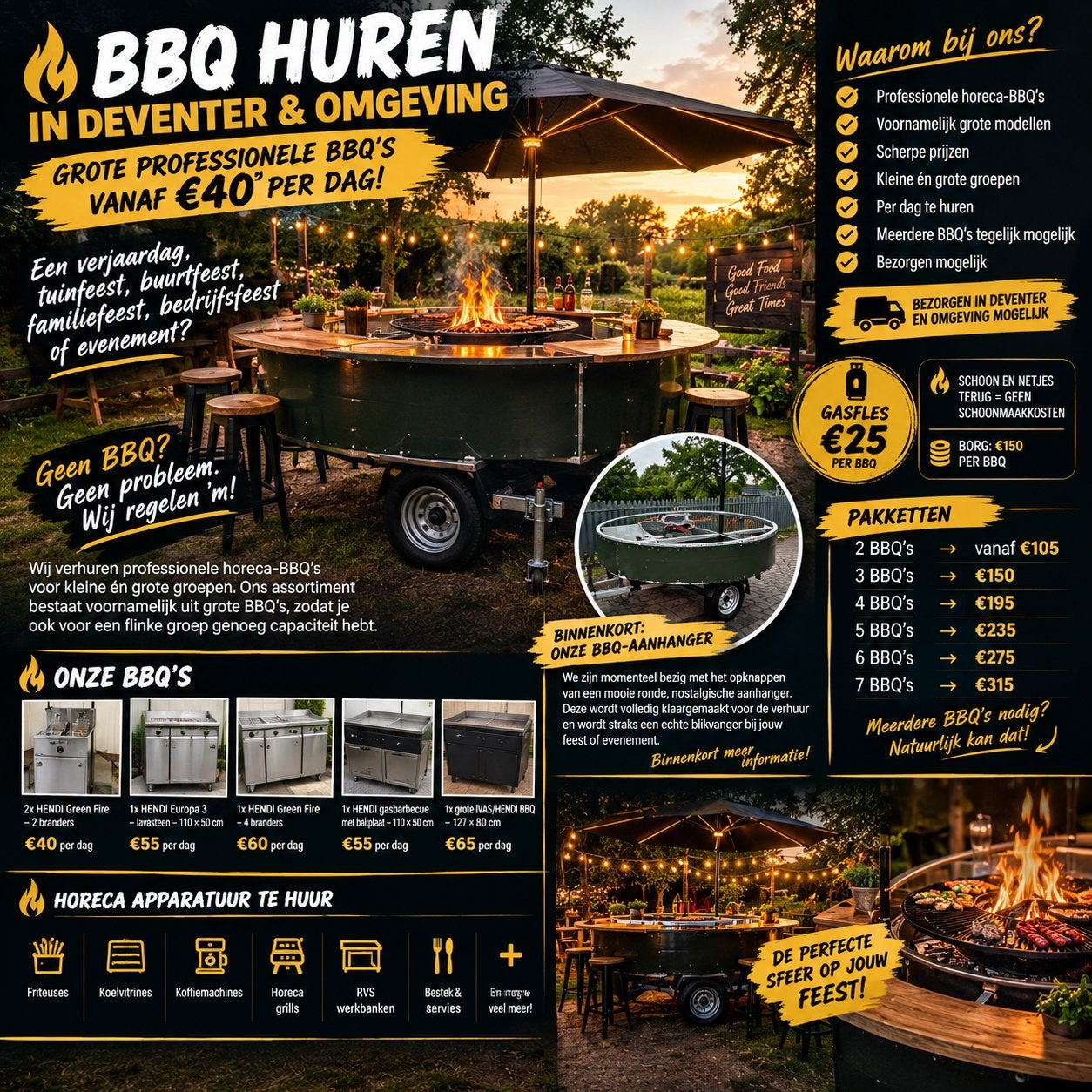 BBQ & HORECA-APPARATUUR TE HUUR – DEVENTER & OMGEVING, Tuin en Terras, Ophalen of Verzenden