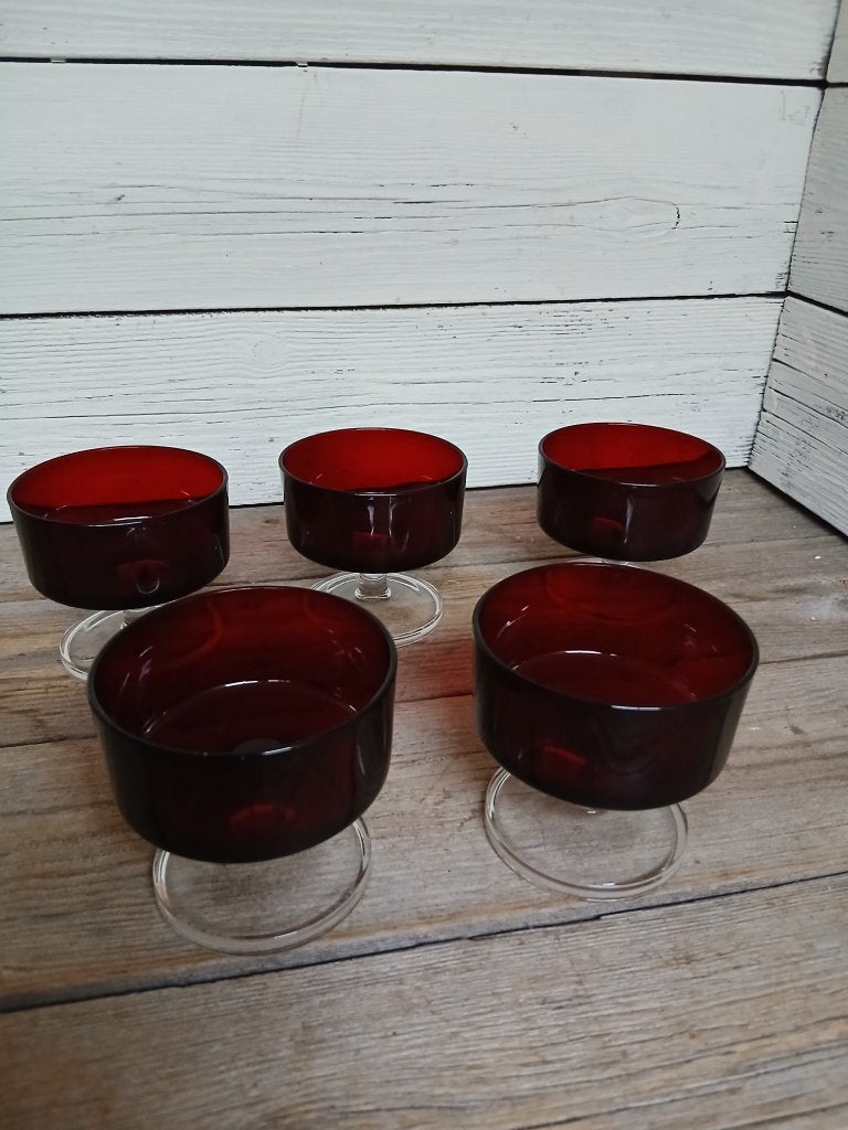 5 vintage coupes/dessertglazen van het Franse merk Luminarc, Antiek en Kunst, Ophalen of Verzenden