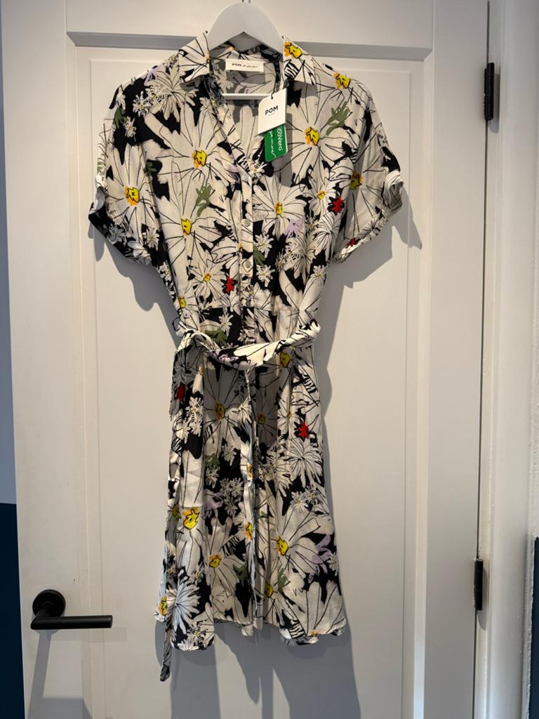 POM Amsterdam jurk met madeliefjesprint, Kleding | Dames, Jurken, Wit, Nieuw, Ophalen of Verzenden, Maat 36 (S)