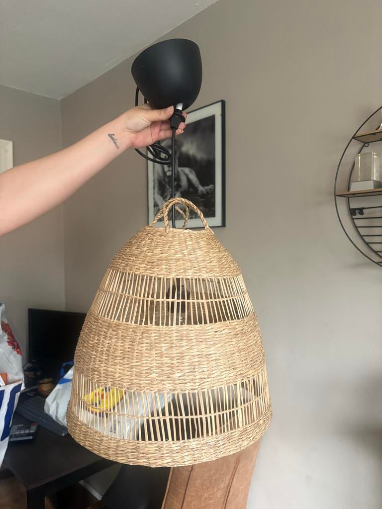 IKEA Torared lampenkap 36cm met armatuur, Ophalen, 25 tot 50 cm, Beige, Zo goed als nieuw
