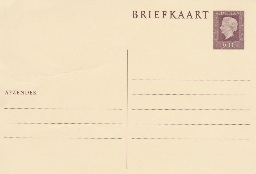 Postwaardestuk- Briefkaart. Geuzendam 349. ** Juliana 30C, Postzegels en Munten, Ophalen of Verzenden, Briefkaart
