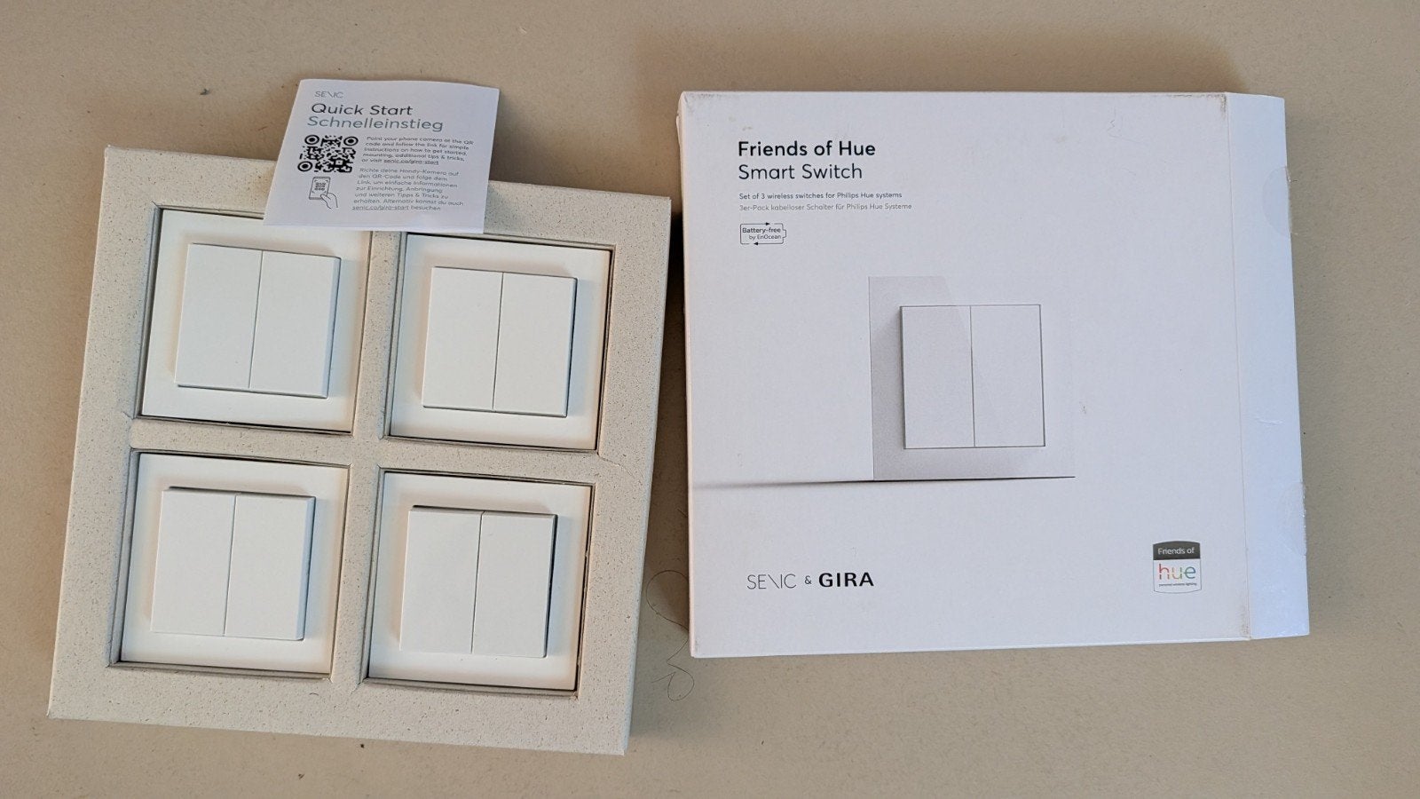 Gira Friends of Hue Smart Switch - Glanzend Wit (4 stuks), Ophalen of Verzenden, Nieuw, Gira, Schakelaar