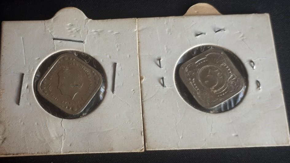 2x Vierkante 5 cent munt Juliana 1973, Ophalen of Verzenden, Vóór koninkrijk, 5 cent