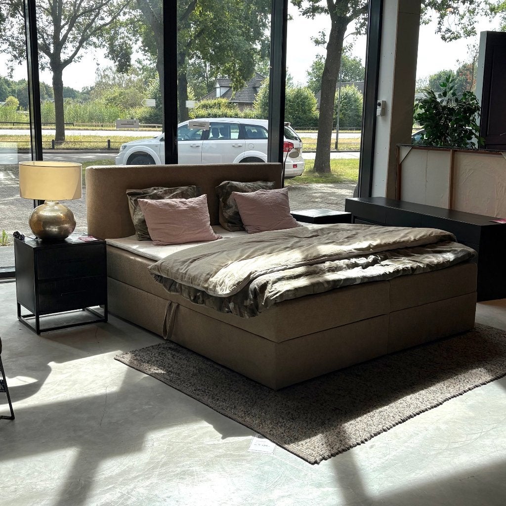 Boxspring met opberg ruimte 180x200cm !!nieuw uit voorraad!!, Ophalen, Beige, 180 cm, 200 cm