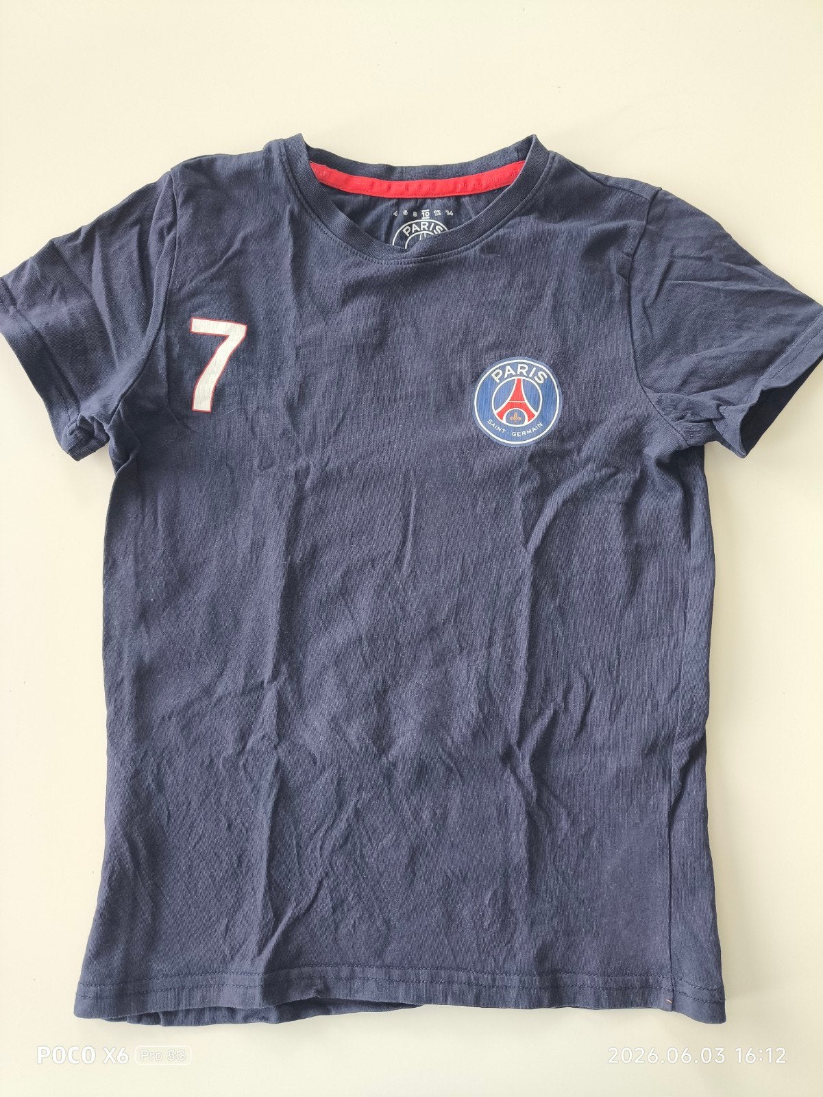 PSG Mbappé T-shirt Maat 8-9 (Jongen), Ophalen of Verzenden, Gebruikt, PSG, Jongen